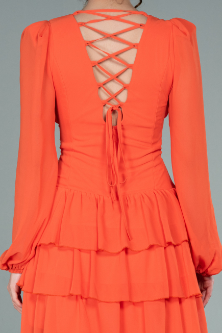 Mini Orange Chiffon Invitation Dress ABK1366