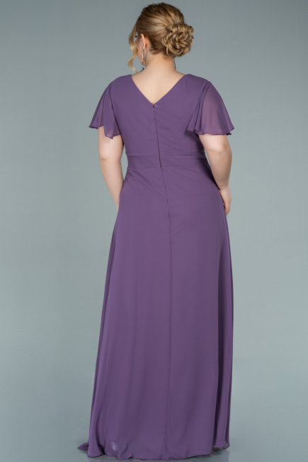 Long Lavender Chiffon Plus Size Evening Dress ABU2308