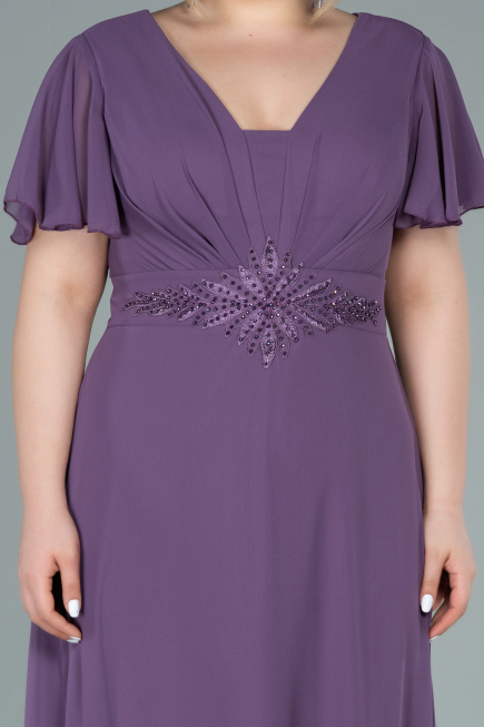 Long Lavender Chiffon Plus Size Evening Dress ABU2308