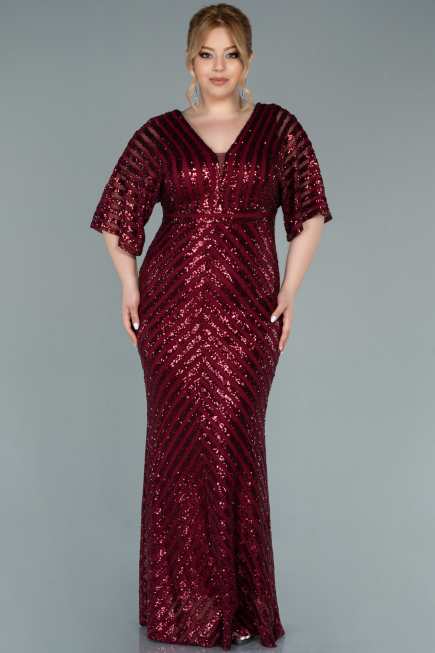 Long Burgundy Plus Size Evening Dress ABU2309