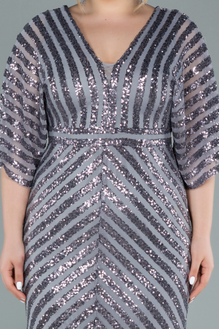 Long Grey Plus Size Evening Dress ABU2309