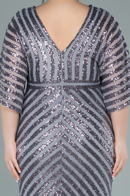 Long Grey Plus Size Evening Dress ABU2309
