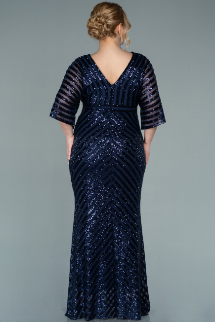 Long Navy Blue Plus Size Evening Dress ABU2309