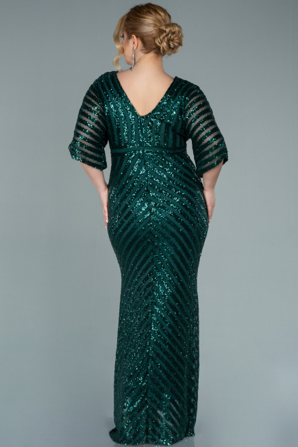 Long Emerald Green Plus Size Evening Dress ABU2309