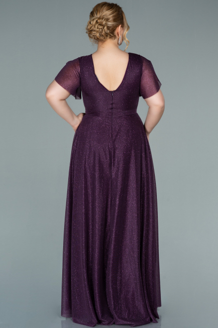 Long Dark Purple Plus Size Evening Dress ABU2310