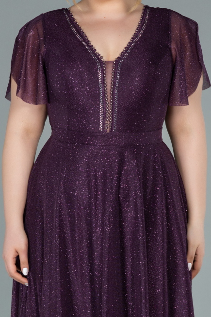 Long Dark Purple Plus Size Evening Dress ABU2310