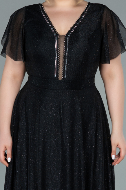 Long Black Plus Size Evening Dress ABU2310