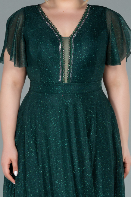 Long Emerald Green Plus Size Evening Dress ABU2310