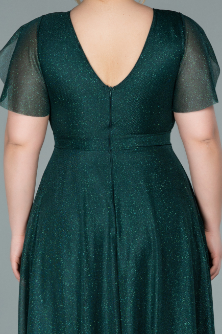 Long Emerald Green Plus Size Evening Dress ABU2310
