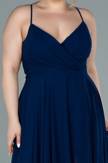 Navy Blue Long Plus Size Evening Dress ABU1324