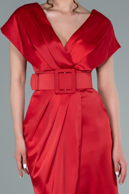 Red Short Satin Invitation Dress ABK1107