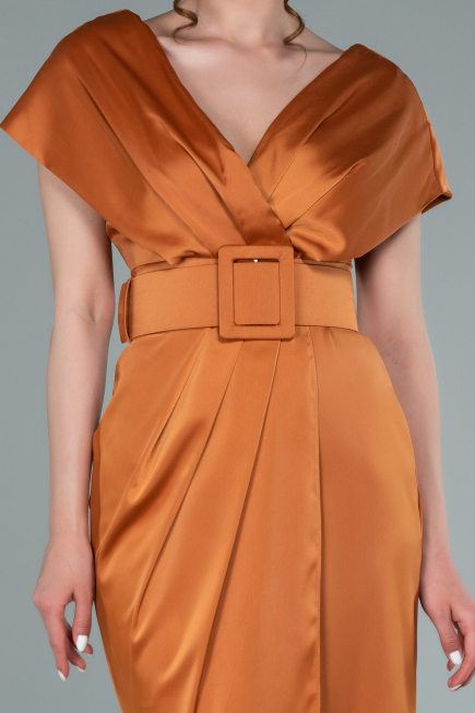 Orange Short Satin Invitation Dress ABK1107