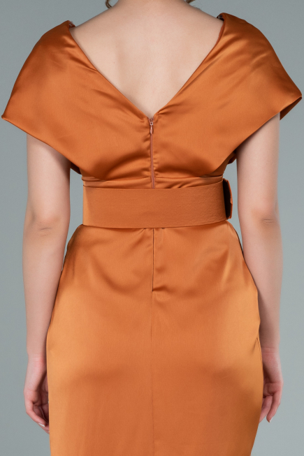 Orange Short Satin Invitation Dress ABK1107