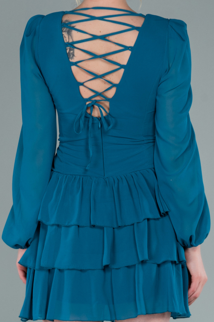 Oil Green Mini Chiffon Invitation Dress ABK1366