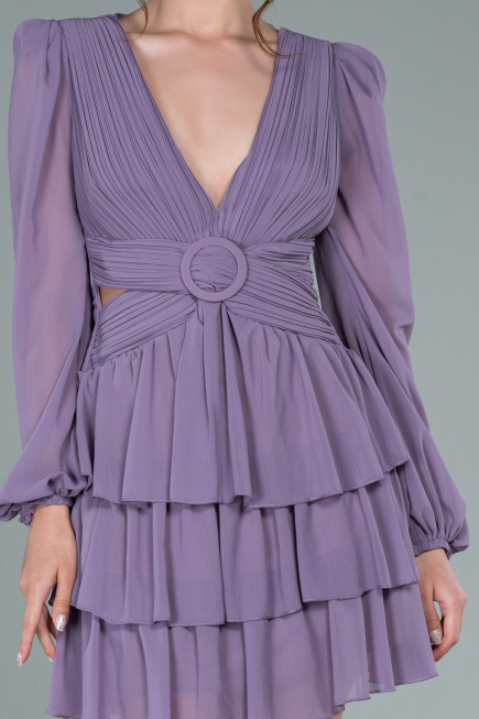 Lavender Mini Chiffon Invitation Dress ABK161