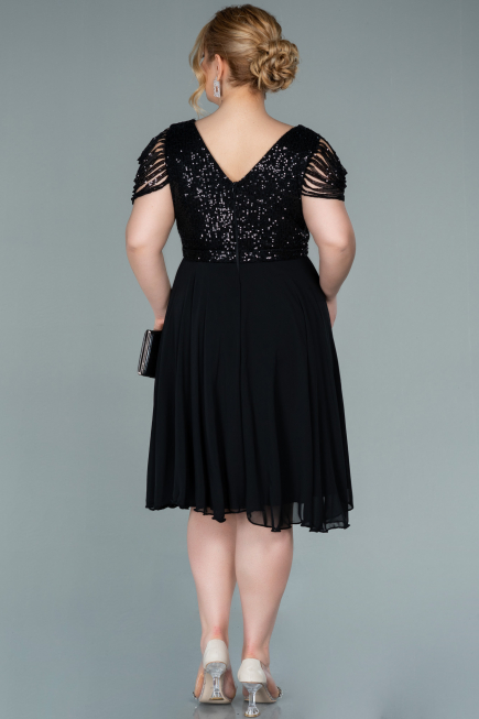 Short Black Chiffon Plus Size Evening Dress ABK1376