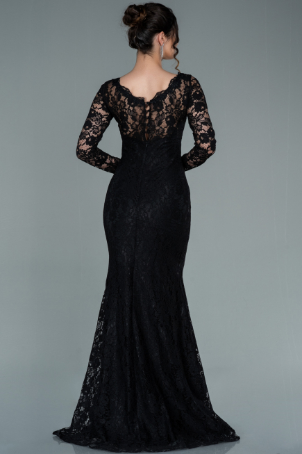 Long Black Laced Evening Dress ABU1571