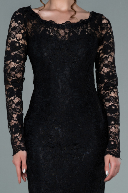 Long Black Laced Evening Dress ABU1571