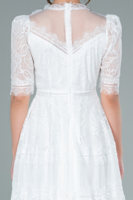 Midi White Dantelle Night Dress ABK1388