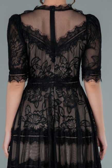 Midi Black Dantelle Night Dress ABK1388