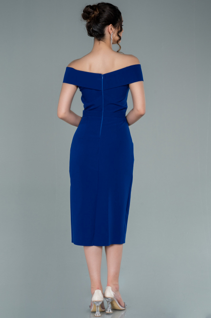 Midi Sax Blue Invitation Dress ABK1393