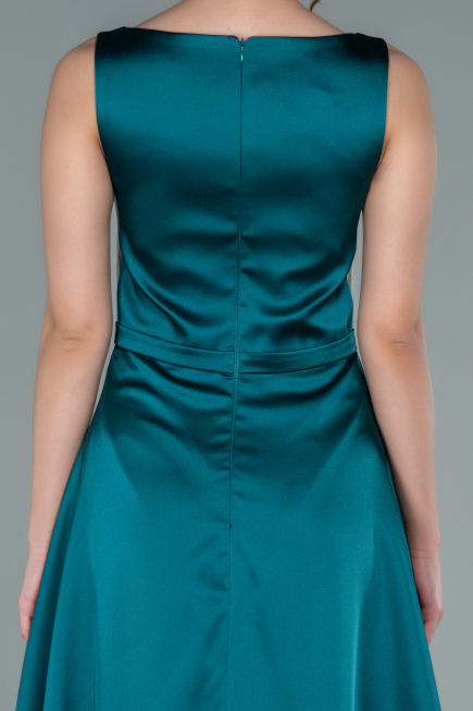 Long Emerald Green Satin Prom Gown ABU2350