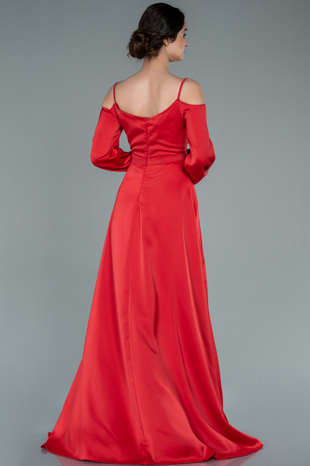 Long Red Satin Evening Dress ABU2339