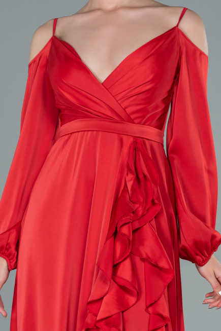 Long Red Satin Evening Dress ABU2339
