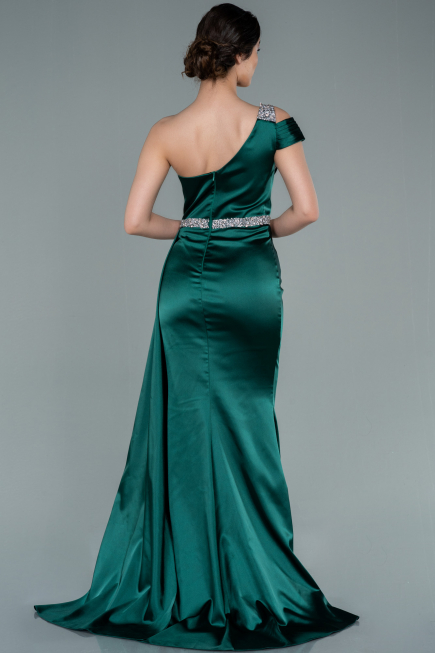 Long Emerald Green Satin Evening Dress ABU2363