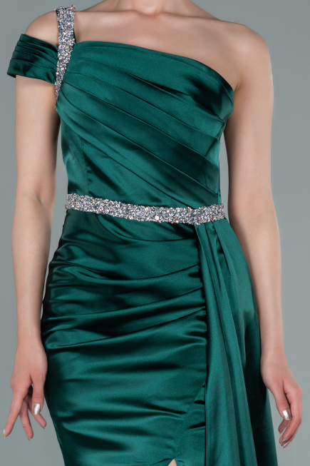 Long Emerald Green Satin Evening Dress ABU2363