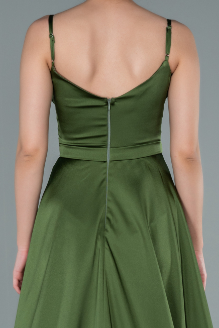 Olive Drab Long Satin Evening Dress ABU1601