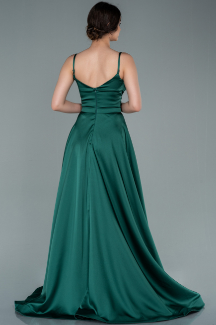 Green Long Satin Evening Dress ABU1601