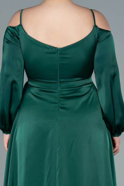 Long Emerald Green Satin Plus Size Evening Dress ABU2358