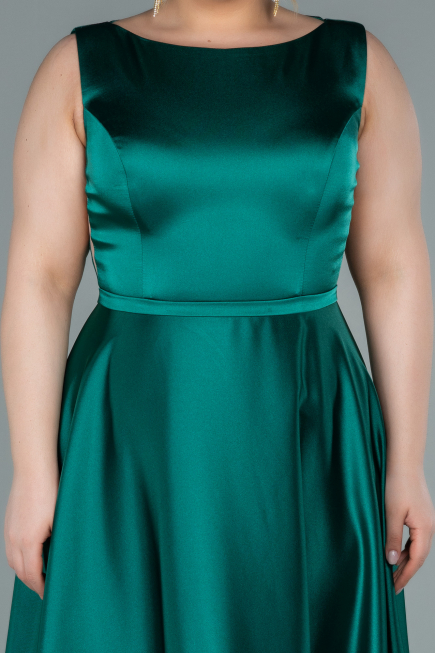 Long Emerald Green Satin Prom Gown ABU2350