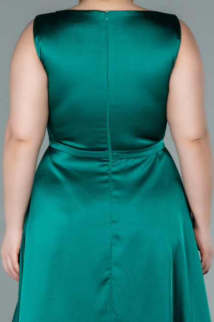Long Emerald Green Satin Prom Gown ABU2350