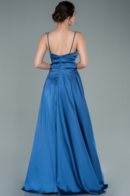 Long Indigo Satin Prom Gown ABU2375