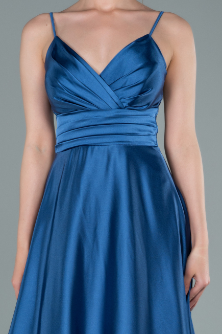 Long Indigo Satin Prom Gown ABU2375