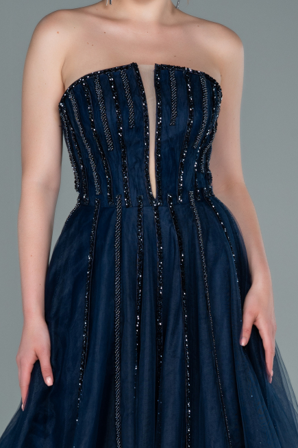 Long Navy Blue Haute Couture ABU2378