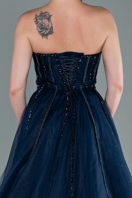 Long Navy Blue Haute Couture ABU2378