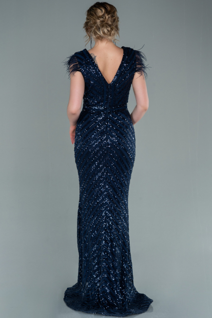 Long Navy Blue Evening Dress ABU881
