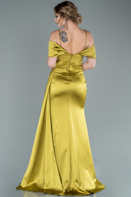 Long Pistachio Green Satin Evening Dress ABU2379