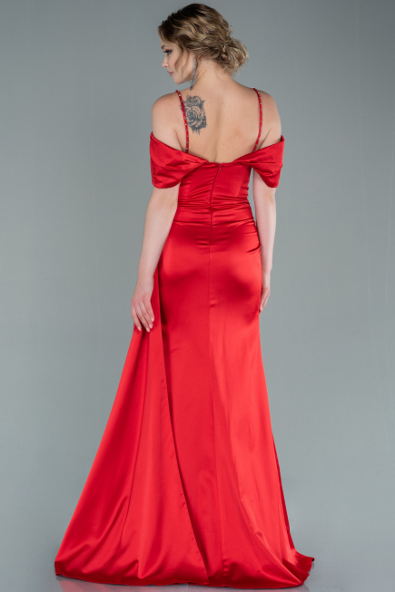 Long Red Satin Evening Dress ABU2379