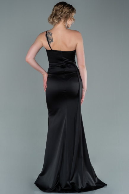 Long Black Satin Evening Dress ABU2386