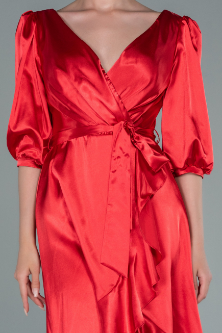 Midi Red Satin Invitation Dress ABK1409