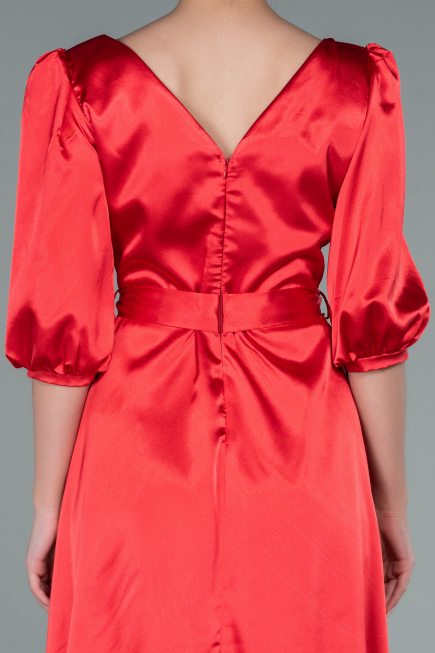 Midi Red Satin Invitation Dress ABK1409