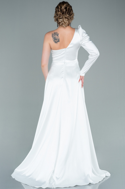 Long White Satin Evening Dress ABU1715