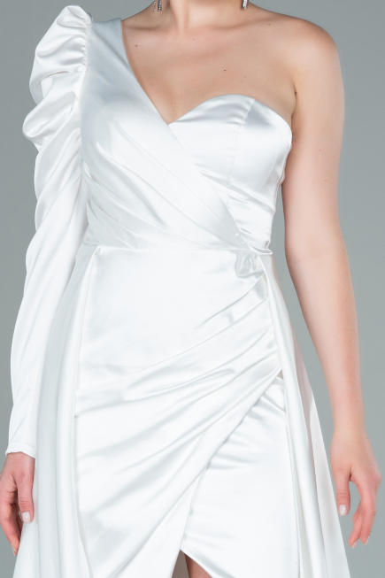 Long White Satin Evening Dress ABU1715