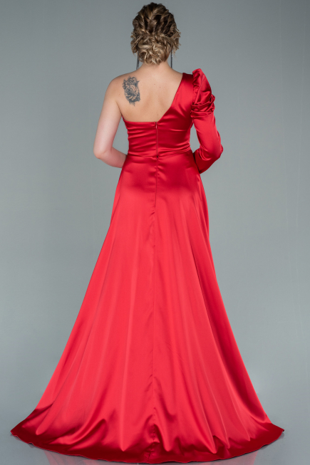Red Long Satin Evening Dress ABU1715