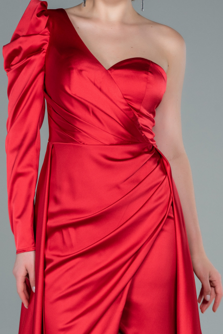 Red Long Satin Evening Dress ABU1715