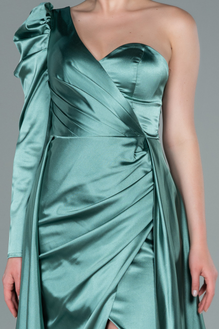 Mint Long Satin Evening Dress ABU1715